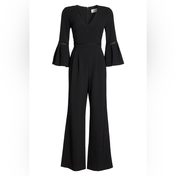 Eliza J Black Bell Sleeve Wide Leg Jumpsuit, Size 2 - Picture 2 of 11